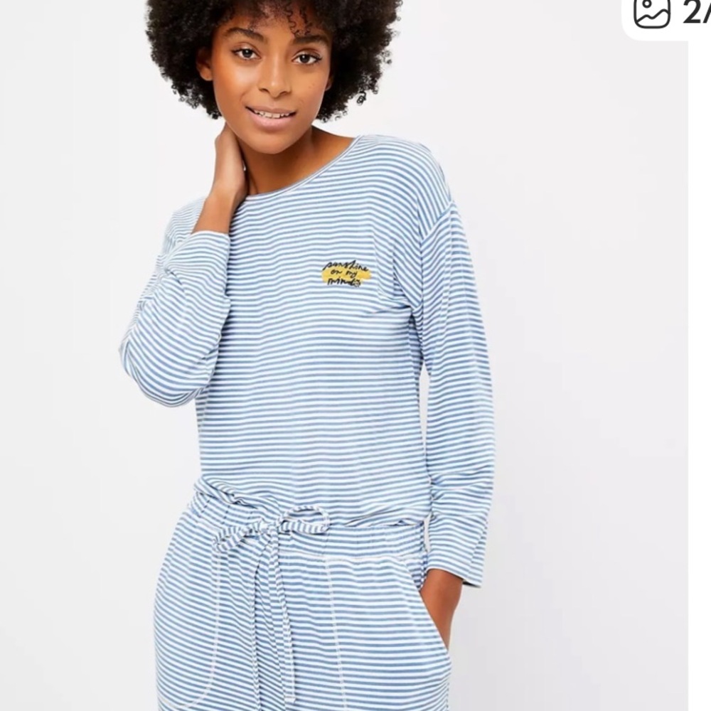 Loft PAJAMA 2pc Set Sunshine on My Mind EUC cozy cabin vacation beach XSPETITE